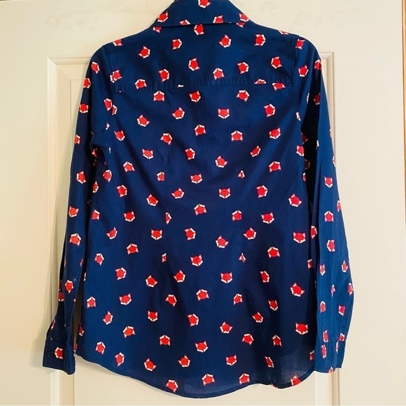 Navy Button Down Shirt Red Fox Graphic Size Small - Picture 2 of 4